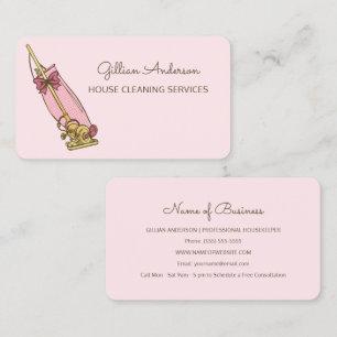 Pink Vacuum House Cleaning Business Card