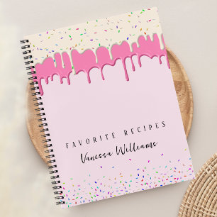 Pink Vainilla Frosting Drip & Sprinkle Recipe Notebook