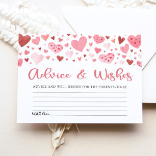 Pink Valentine Advice and Wishes Baby Shower Game Enclosure Card