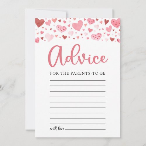 Pink Valentine Advice for the Parents Baby Shower Invitation