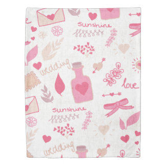 Pink Valentine and Love Pattern Duvet Cover