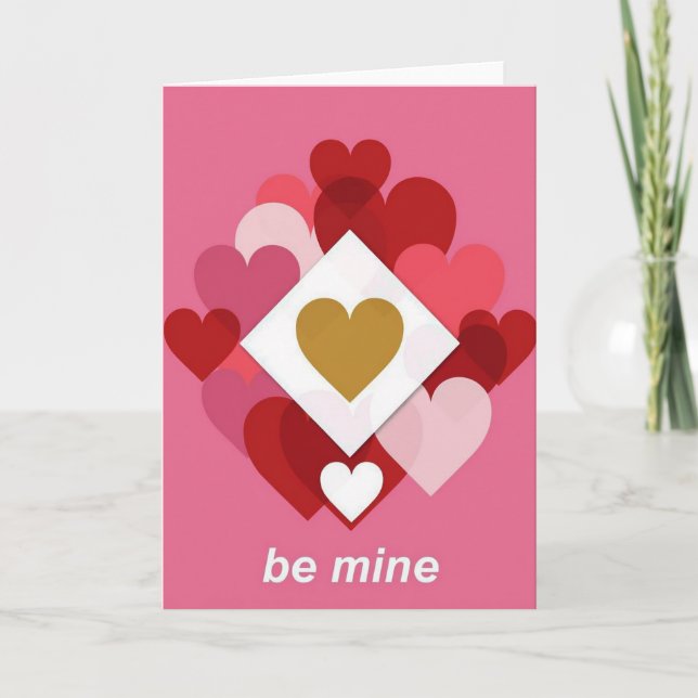 Pink Valentine Be Mine Heart Card (Front)
