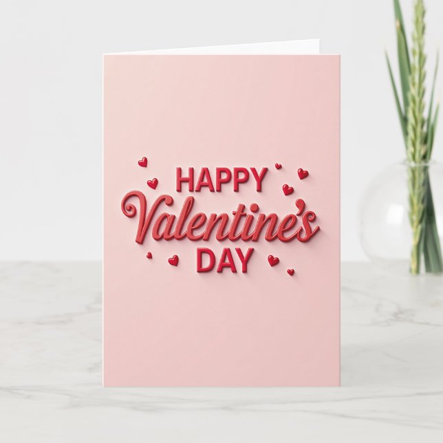 Pink Valentine Day 3D Card (Front)