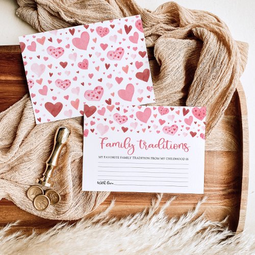 Pink Valentine Family Traditions Baby Shower Game Enclosure Card