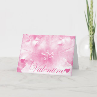 Pink Valentine Flower and Heart Greeting Card