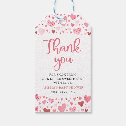 Pink Valentine Girl Little Sweetheart Baby Shower Gift Tags