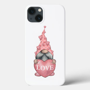 Pink Valentine Gnome with Hearts Clipart iPhone 13 Case