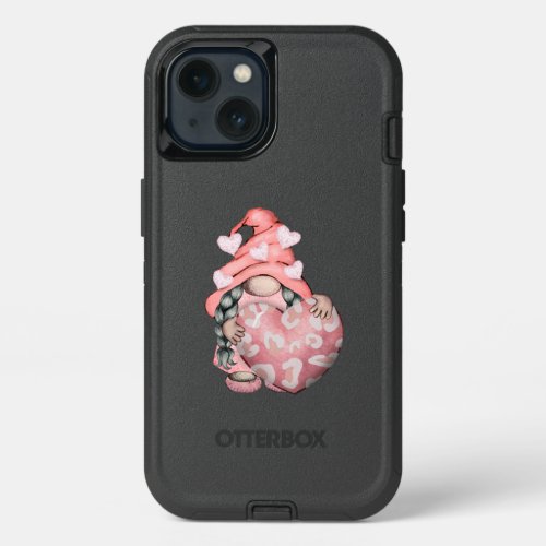 Pink Valentine Gnome with Hearts Clipart  iPhone 13 Case