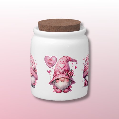 Pink Valentine Gnomes Candy Jar