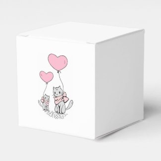 PINK VALENTINE HEART BALLOONS WITH GRAY KITTENS