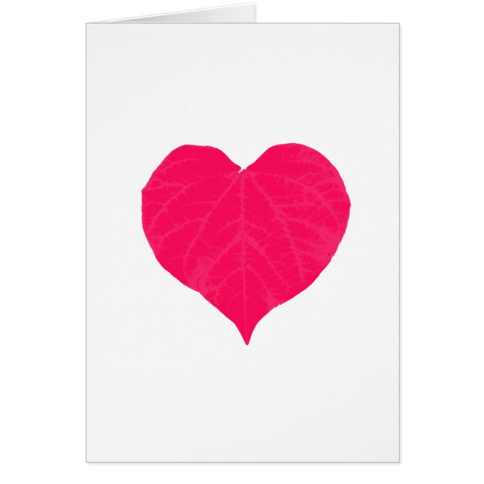 Pink Valentine Heart Leaf Greeting Cards