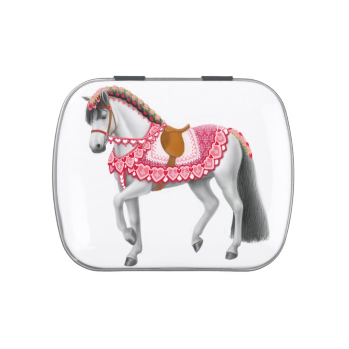 Pink Valentine Heart Parade Horse Candy Tin