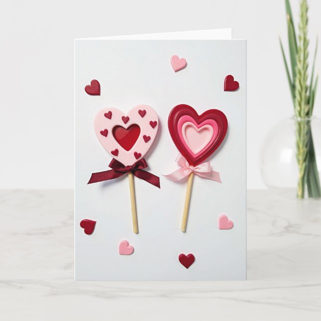 Pink Valentine Heart Pops Card (Front)