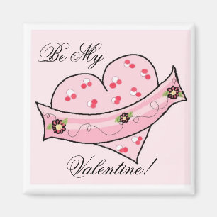 Pink Valentine Heart With Sash Magnet