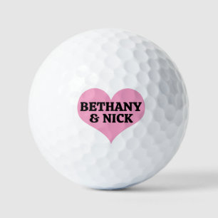 Pink Valentine Heart With Your Personalized Names Golf Balls