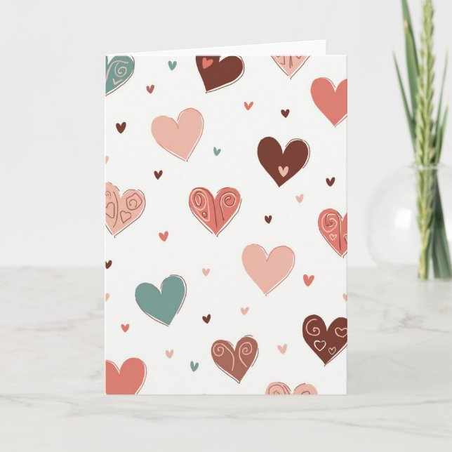 Pink Valentine Hearts Card (Front)