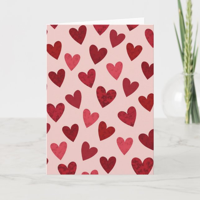 Pink Valentine Hearts Day Card (Front)