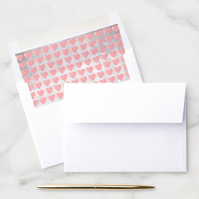 Pink Valentine Hearts Envelope Liner (Desk)