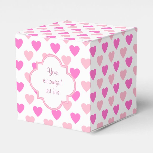 Pink Valentine Hearts Favor Boxes (Front Side)