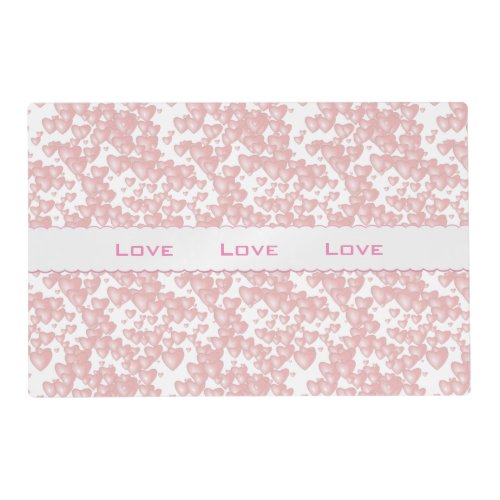 Pink Valentine Hearts Floating Pattern Love Placemat