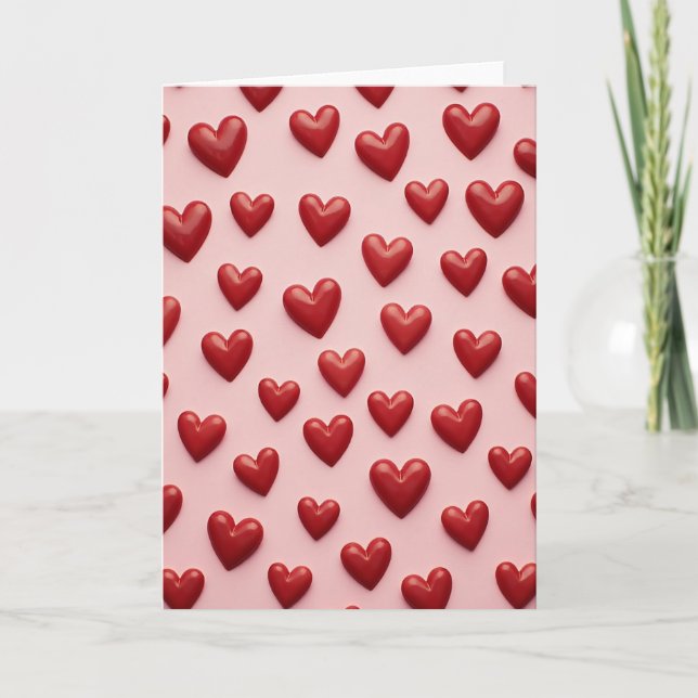Pink Valentine Hearts Love Card (Front)