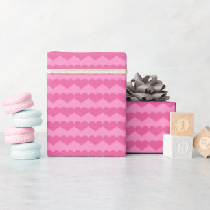Pink Valentine Hearts Pattern on Lighter Pink Wrapping Paper