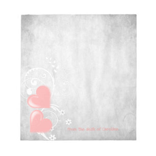 Pink Valentine Hearts Personalized Notepad
