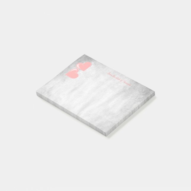 Pink Valentine Hearts Personalized Notes (Angled)