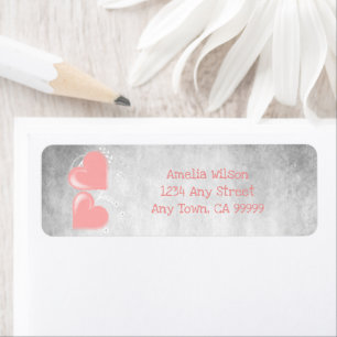 Pink Valentine Hearts Return Address Label