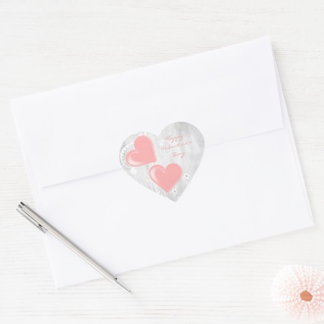 Pink Valentine Hearts Sticker (Envelope)