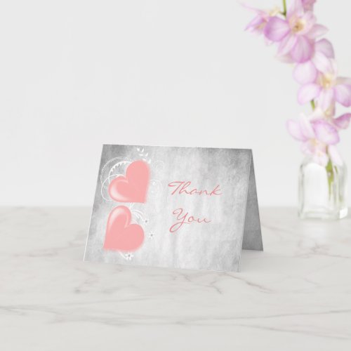 Pink Valentine Hearts Thank You Card