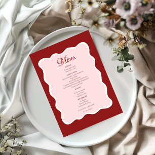 Pink Valentine Kiss the Party Bridal Shower party Menu
