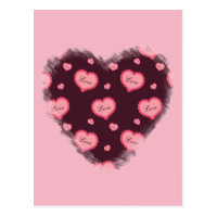 Pink Valentine Love Heart Postcard