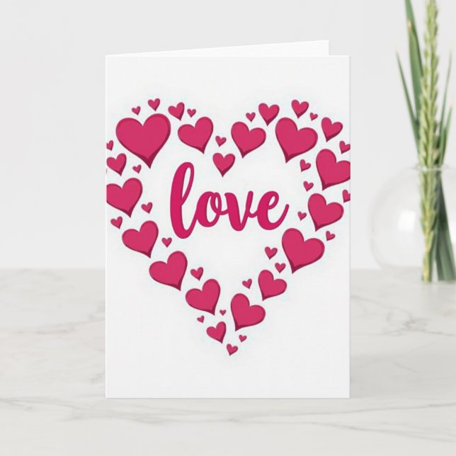 Pink Valentine Love Hearts Card (Front)
