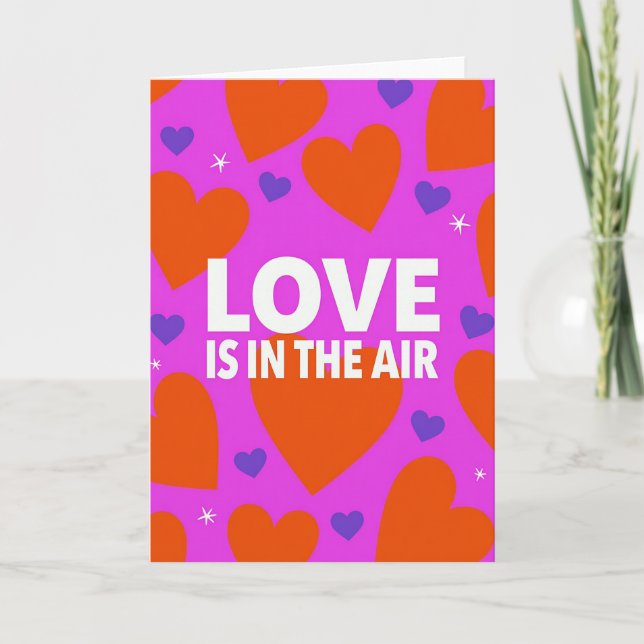 Pink Valentine Love Is In The Air Card (Front)