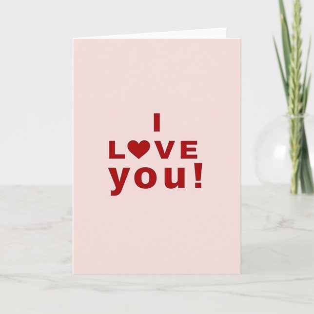 Pink Valentine Love You Card (Front)