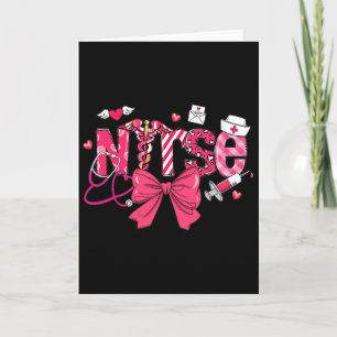 Pink Valentine Nurse Coquette Bow Cupids Favorite  Card