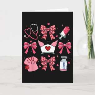Pink Valentine Nurse Coquette Bow Cupids Favorite  Card