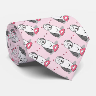 Pink Valentine Old English Sheepdog Dog Gray 1 Fun Neck Tie