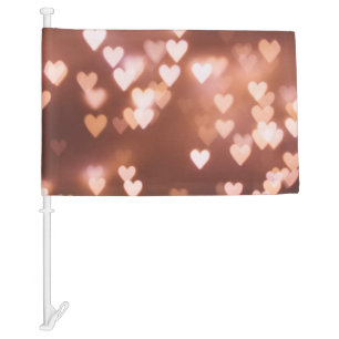 PINK VALENTINE"S DAY HEARTS CAR FLAG