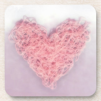 Pink Valentine’s Day Woollen Yarn Knitting Heart Beverage Coaster