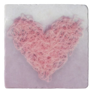 Pink Valentine’s Day Woollen Yarn Knitting Heart Trivet