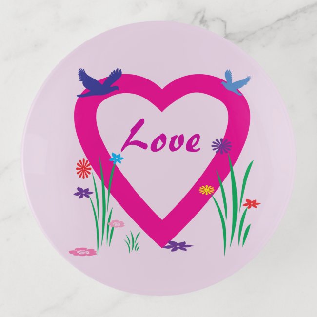 Pink Valentine Spring Heart Love Trinket Tray