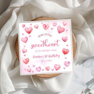 Pink Valentine Sweetheart Birthday Paper Napkin