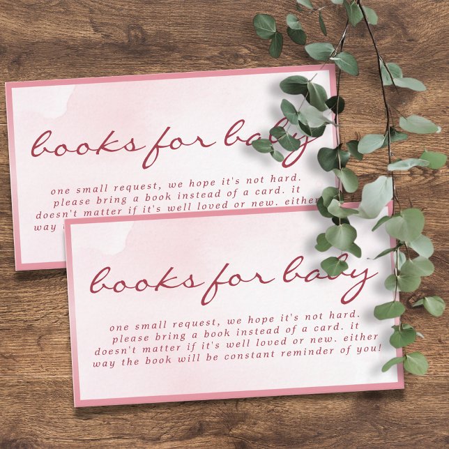 Pink Valentine Teddy Bear Books for Baby Shower Enclosure Card (Creator Uploaded)