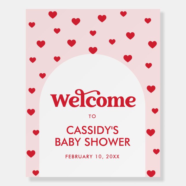 Pink Valentine's Baby Shower Welcome Sign (Front)
