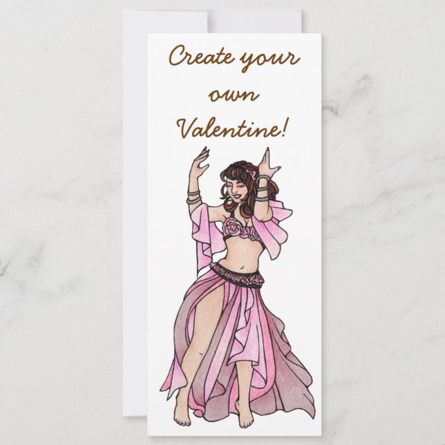 Pink Valentines Belly Dancer Holiday Card (Front)