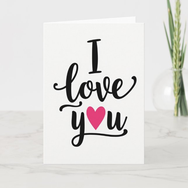 Pink Valentines Calligraphy Love Card (Front)