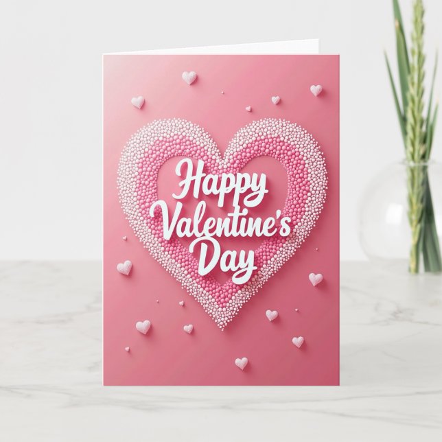 Pink Valentines Day 3D Heart Card (Front)