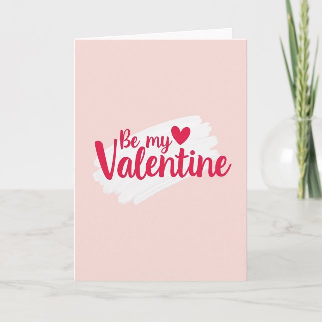 Pink Valentines Day Brush Script Card (Front)
